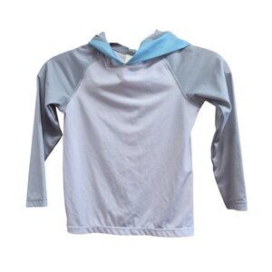 Boys Gray & Light Blue Shark Hoodie Long Sleeve 5T UPF 50+ Swim Shirt By Wonder